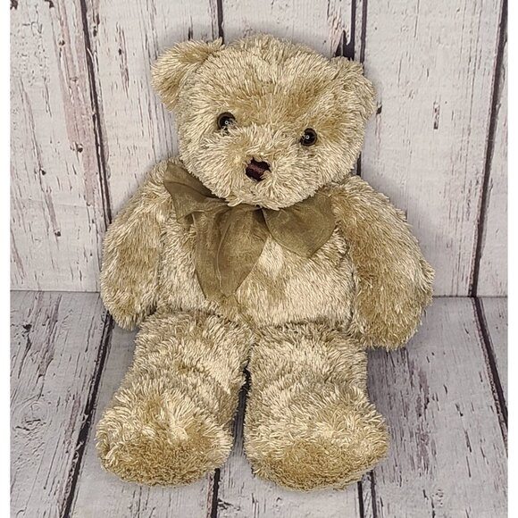 9" Flowers Inc Balloons Silky Tan Teddy Bear Plush Brown Vintage Tag Stuffed Toy - Picture 1 of 5